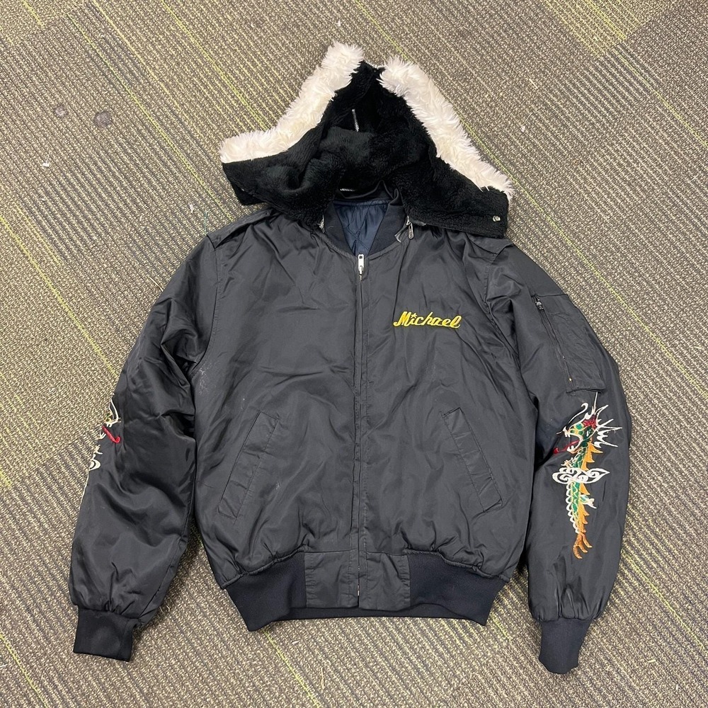 Vintage Korea Souviner Jacket Mens Medium Black 1980s US Army